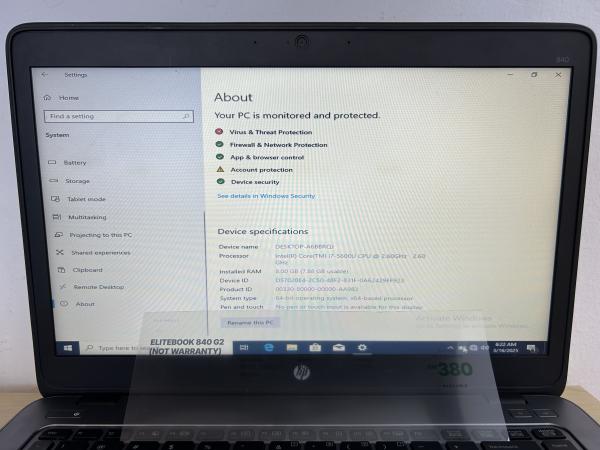 HP ELITEBOOK 840 G2 (NOT WARRANTY)
