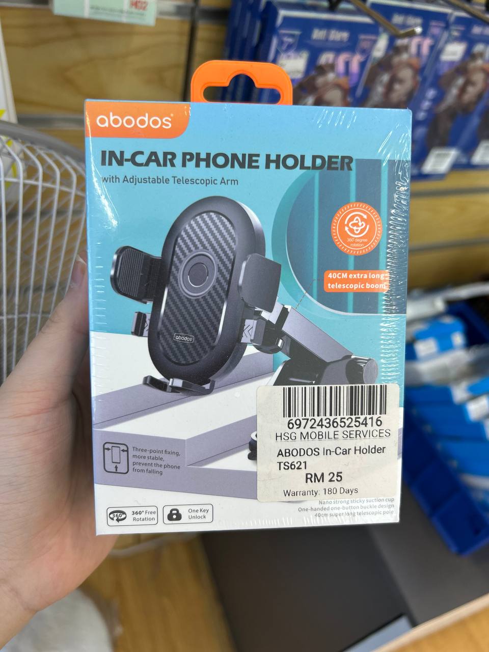 Abodos In-Car Phone Holder with Adjustable Telescopic Arm AS-TS621