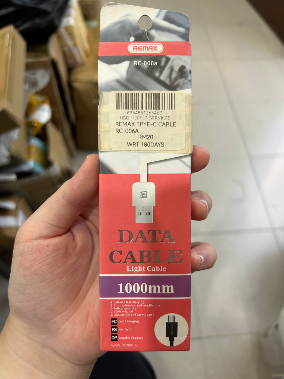 REMAX Type-C Data Cable 1000mm RC-006a (Black)
