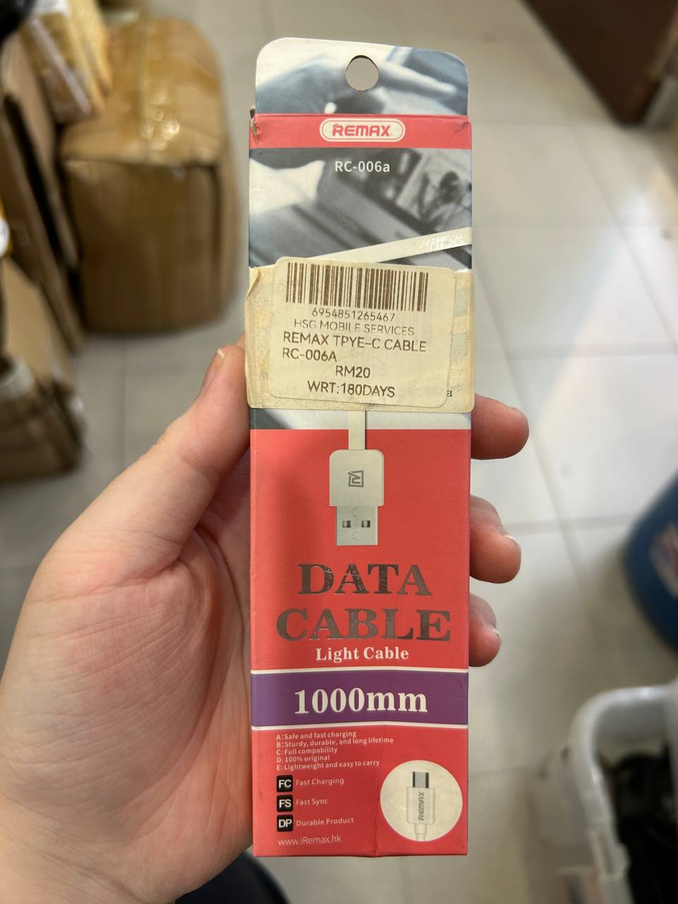 REMAX Type-C Data Cable 1000mm RC-006a (White)